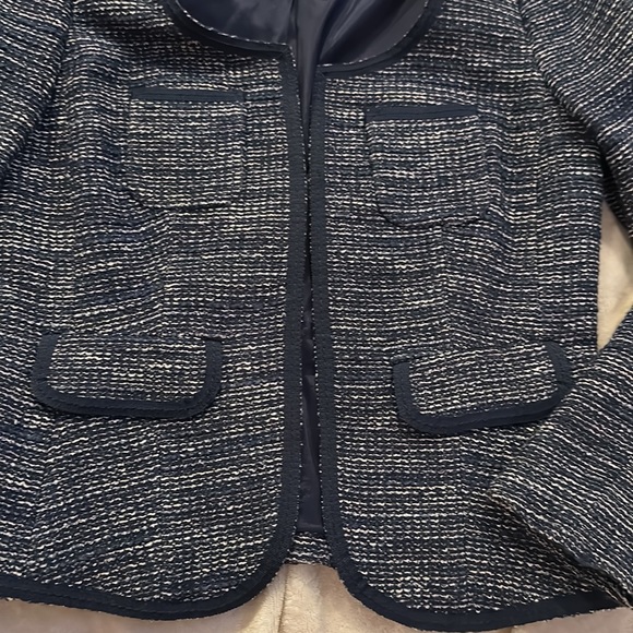 Banana Republic navy and white tweed jacket size 0 - Picture 4 of 11